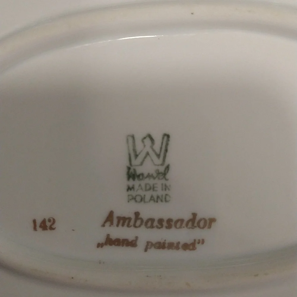 Wawel ambassador porcelain hand painted gold trim platter dish poland